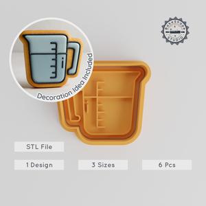Measuring Jar Shape Cutter & Stamp Set, Perfect for Cookies, Fondant, Baking Measure, Kitchen Jug, 3 Sizes PRODUCT_759