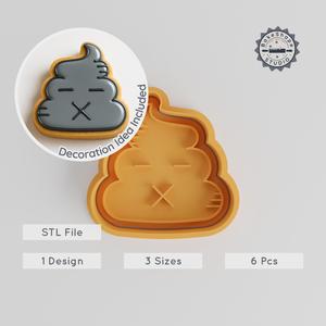 Poop Shape Cutter & Stamp Set, 6 Piece, Cookie & Fondant Tool, Funny Whimsical Design, S M L Sizes, Emoji-Inspired PRODUCT_352