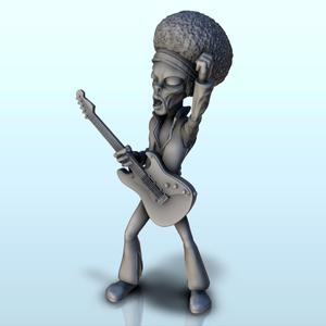 Alien Jimi Hendrix with costume and guitar (16) (+ pre-supported version & rounded base) - SF Warhordes ET extraterrest Confrontation