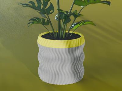 Hana Planter Pot, Wavy Sine | Small, Medium, Large | Self Watering and Drip Tray 