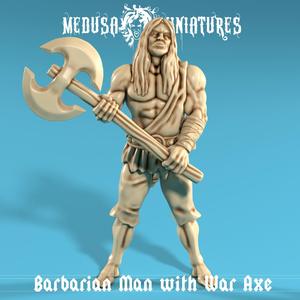 Barbarian Warrior with War Axe - STL Miniature for Fantasy RPGs