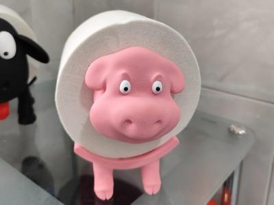 Pig shaped toilet roll holder