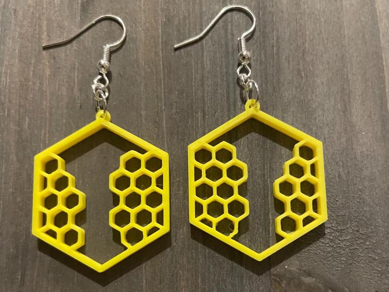 Honeycomb Earrings (Angle)