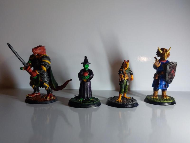 Dino D&D Party  - Rogue, Cleric, Fighter, Wizard