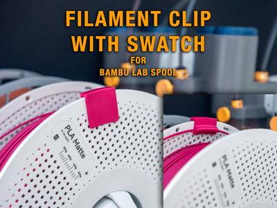 Bambu lab spool filament clip with swatch