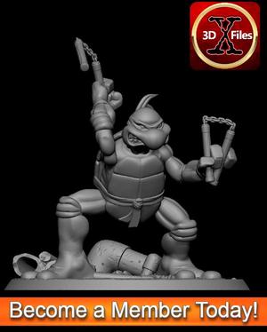 Michelangelo 80s Mirage - Ninja Turtle TMNT Statue - 3D Print File STL 