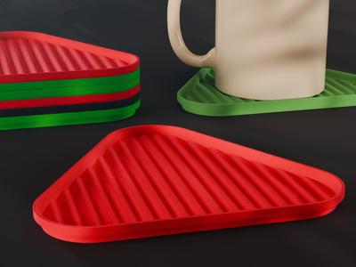 Stackable Wavy Triangle Coaster Set 3D Print STL File | 3 Sizes 