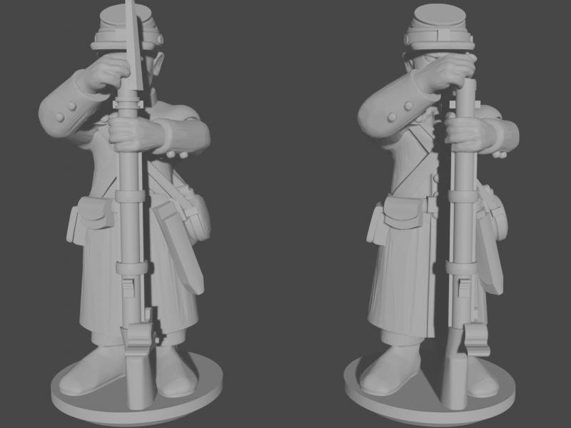 10-15mm American Civil War Infantry in Greatcoats Loading Pose 4 UA-46