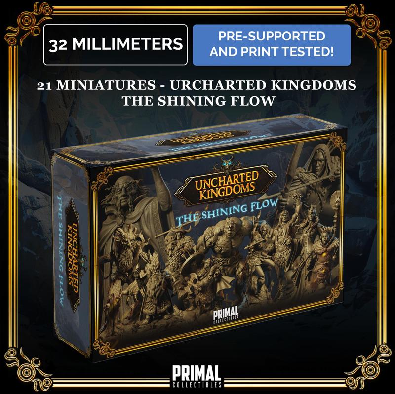 21 miniatures - Complete RPG game - THE SHINING FLOW - Premium Package - UNCHARTED KINGDOMS