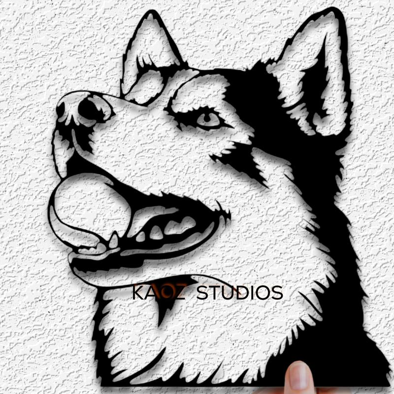 playful husky wall art dog wall decor
