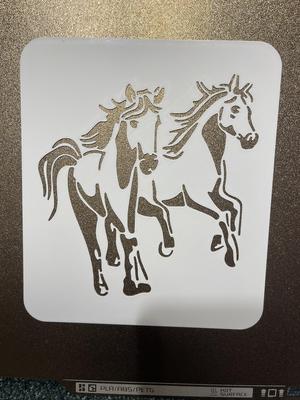 2x Running Horses - Template Stencil for drawing and painting