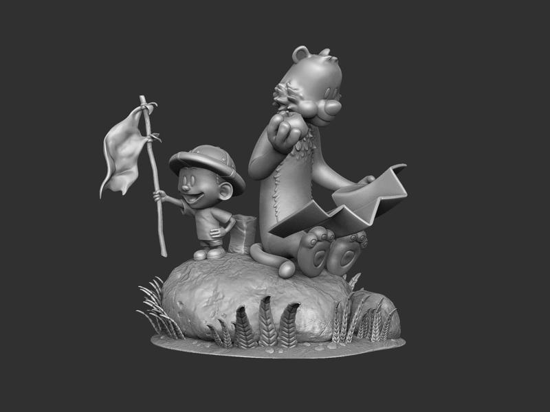 Calvin and Hobbes in nature for 3d print