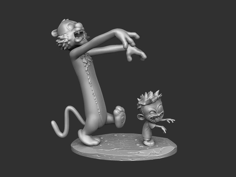 Calvin and Hobbes halloween for 3d print stl