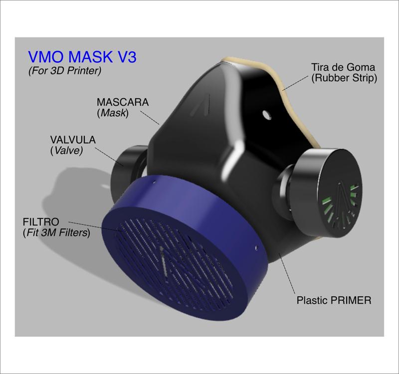 VMO MASK V3 - 3D-PRINTED PROTECTIVE- Coronavirus COVID-19 (Improved Version)