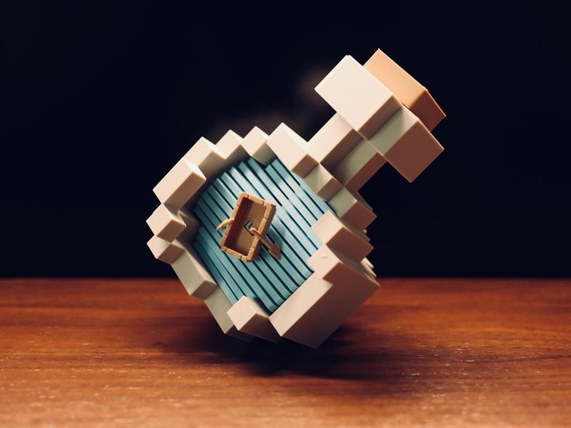 【Minecraft Bottle Ship】Wavy and Movable! Floating Boat! Desktop Ornament!