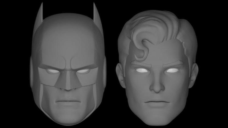 BATMAN AND SUPERMAN HEAD SCULPT