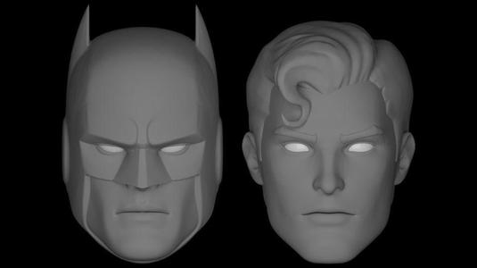 BATMAN AND SUPERMAN HEAD SCULPT