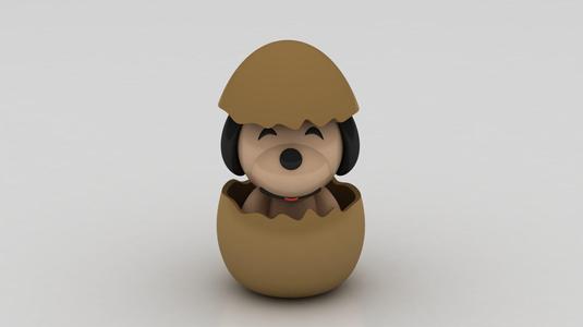 DOG ANIMAL IN THE EGG TOY 3D PRINTABLE MODEL