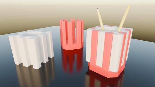 Two colors stylish pencil holder - Single Extruder, No Supports, No Glue