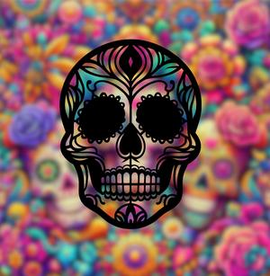 Sugar Skull Stained Glass Style (2D Geometric Wall Art)