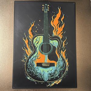 Guitar on Fire - HueForge Print - Frame Compatible