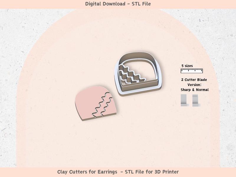 Boho Clay Cutter STL Set – 5 Sizes, 2 Blade Types | Modern Minimalist Polymer Clay Earring Cutters |