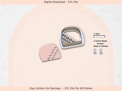 Boho Clay Cutter STL Set – 5 Sizes, 2 Blade Types | Modern Minimalist Polymer Clay Earring Cutters |