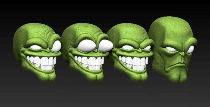 The Mask four alien heads with different expressions