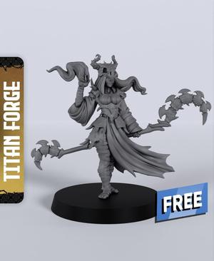Human Female Warlock Staff - With Free Dragon  - 5e DnD Inspired for RPG and Wargamers