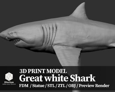 Great white Shark  - 3D Print Model