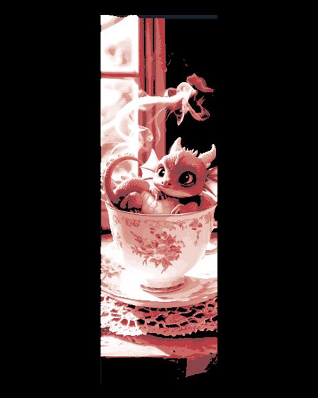 A little break for a bath - Mini Dragon playing in a teacup - set of bookmarks