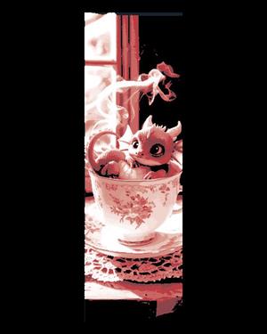 A little break for a bath - Mini Dragon playing in a teacup - set of bookmarks