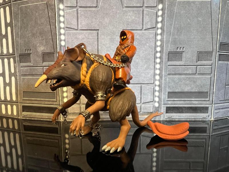 STAR WARS VINTAGE JAWA WOMPRAT RIDER ACTION FIGURE, CUSTOM KENNER, HASBRO, 3.75", 1/18