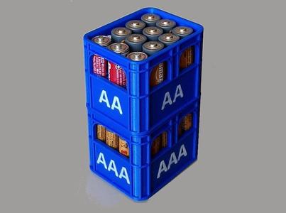 Beer Crate battery holder AA/AAA stackable plus letters