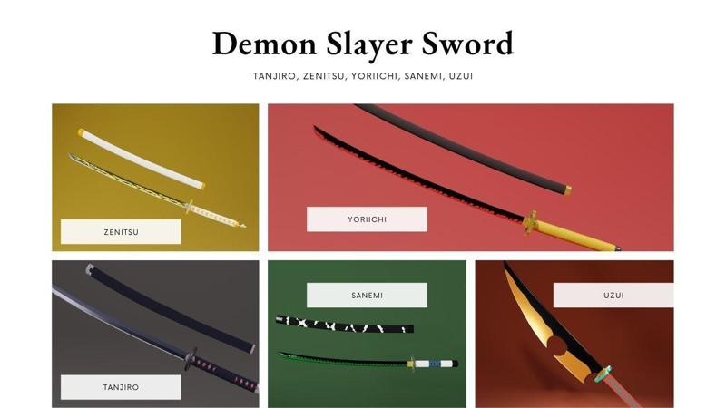 Demon slayer Sword set - kimetsu no yaiba 3D print model 3D Model Collection