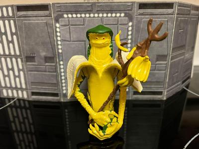 STAR WARS VINTAGE AMANAMAN, BANAMAMAN, BANANA COSTUME HALLOWEEN SPECIAL, CUSTOM UNPRODUCED KENNER, HASBRO ACTION FIGURE, 3.75", 1/18, 5POA