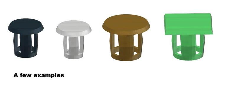 Cover cap for (drill)holes, fully customizable