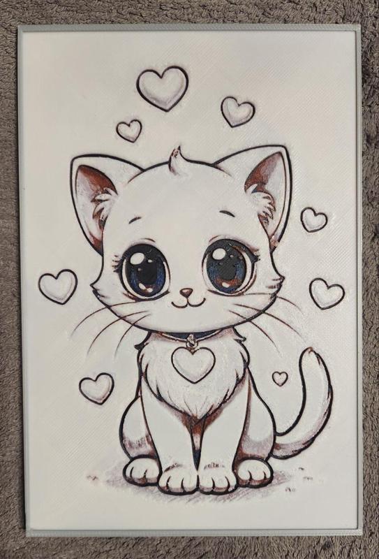 Cute Cat in Love - HueForge