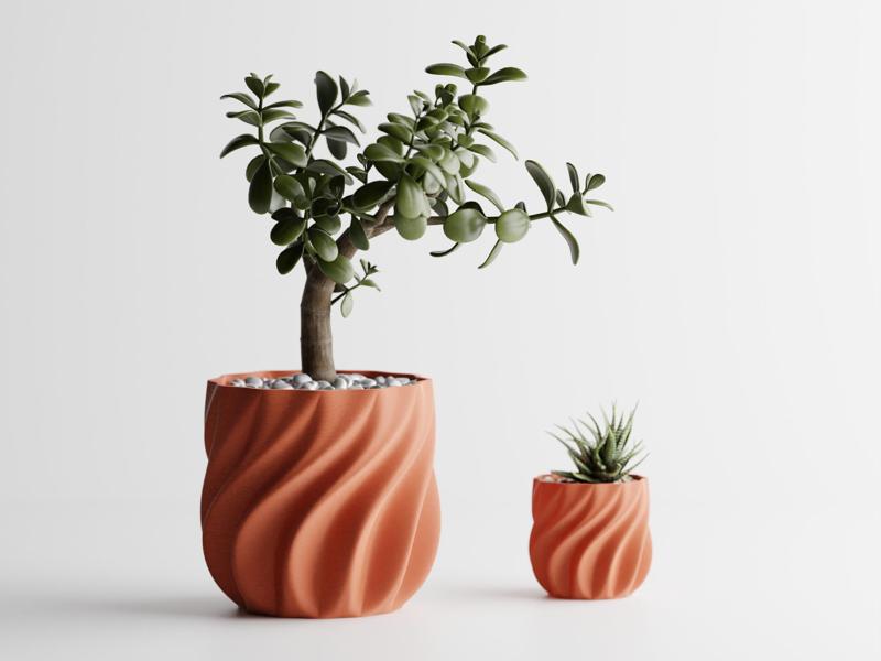 Plant Pot smooth ribs curved