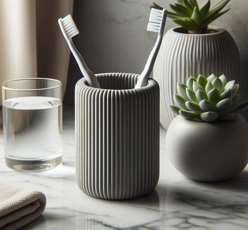 Modern Ribbed Toothbrush & Toothpaste Holder