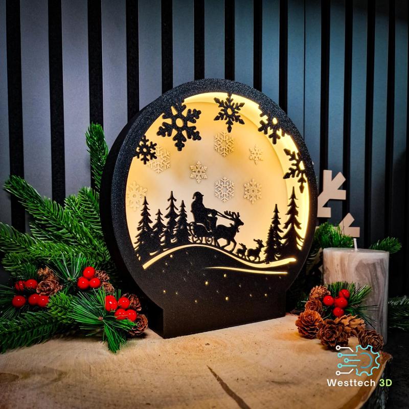 Santa Clause in snow led Lamp
