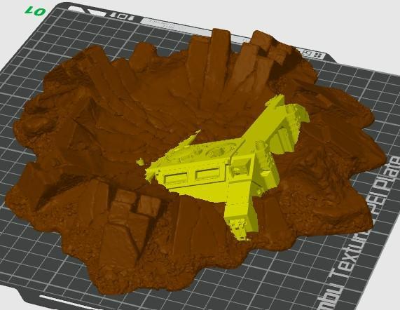 Rhino in blast crater