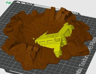 Rhino in blast crater