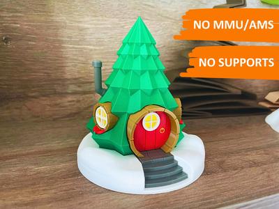 Xmas-Tree Fairy-House (LED) for Christmas Village