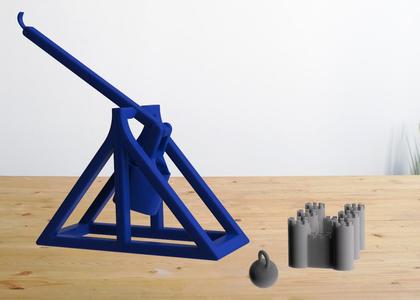 Trebuchet Catapult w Sieged Castle|Print in Place