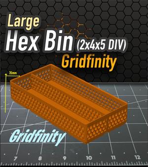 Hex Bin Gridfinity 2x4x5 DIVIDED