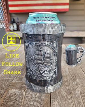 The Seafarer - Riveted- with Wrought Iron Handle Can Koozie