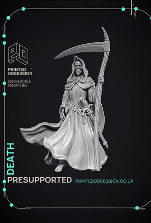 Death - The Grim Reaper - PRESUPPORTED - Illustrated and Stats - 32mm scale 