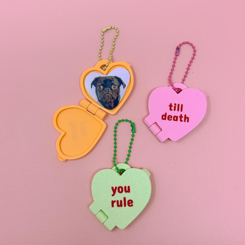 Conversation Heart Locket Keychain - Custom Valentine Gift, Fits Photos & Messages,  Class Exchange