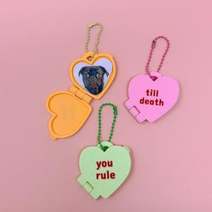Conversation Heart Locket Keychain - Custom Valentine Gift, Fits Photos & Messages,  Class Exchange